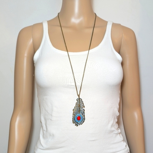 Long Feather Necklace - Picture 1 of 4